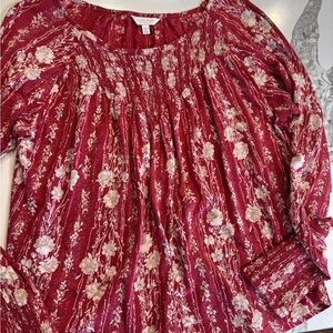 Lucky brand floral red top medium